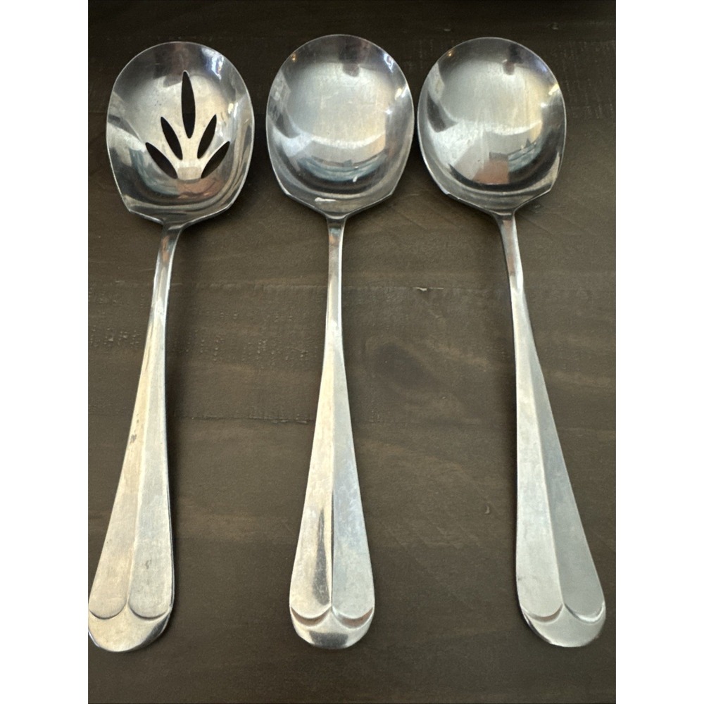 Vintage Hoan Stainless Korea Serving Spoons 8 3/4" Set Of 3